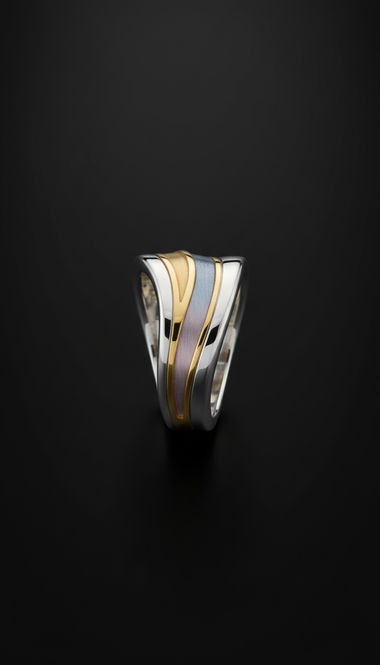 Platinum Wave sculptural ring