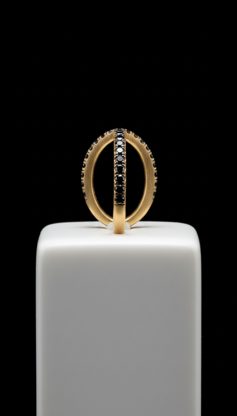 Gallery Black diamond arc ring