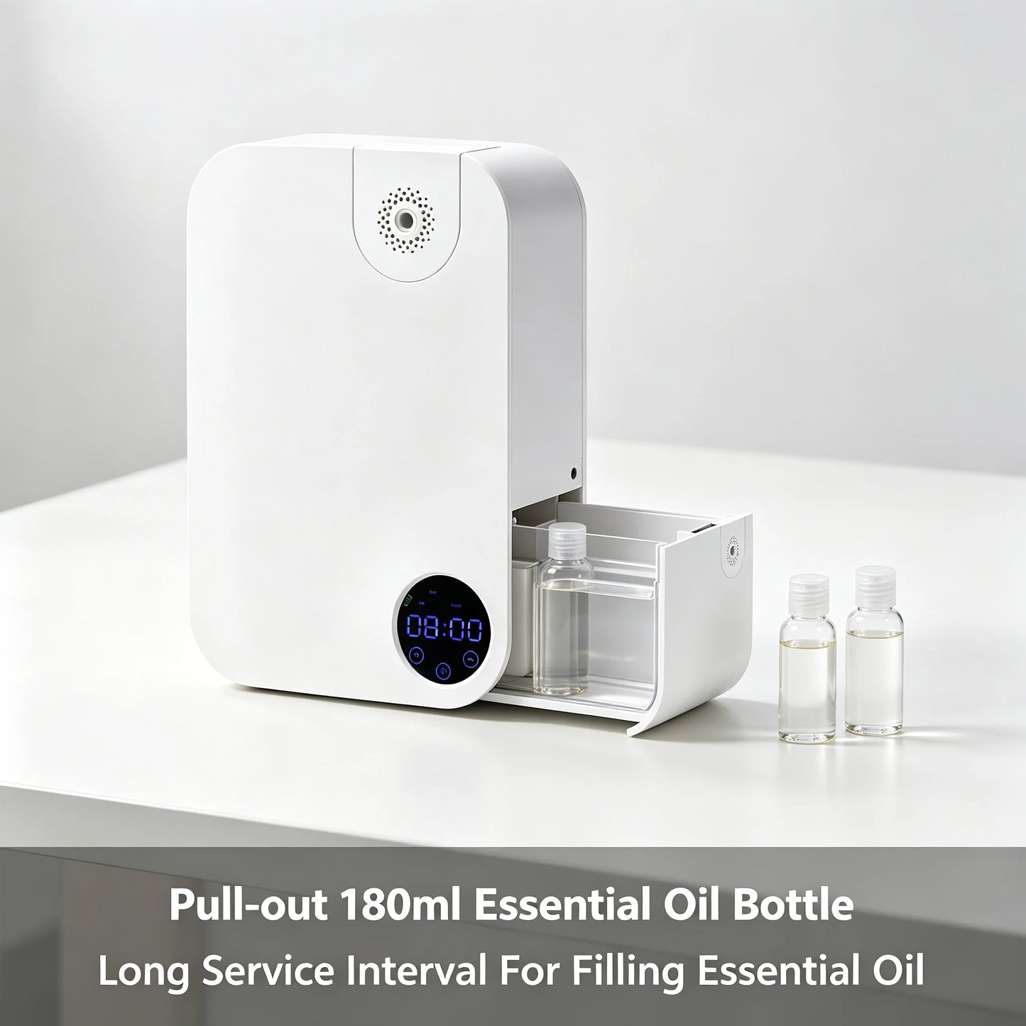 Essential Oil Diffuser with Smart Timer, 12W Quiet Aroma Machine for Home Office Hotel, Cold Air Diffusion Technology, 180ml Capacity for 200-300m³ Coverage, White