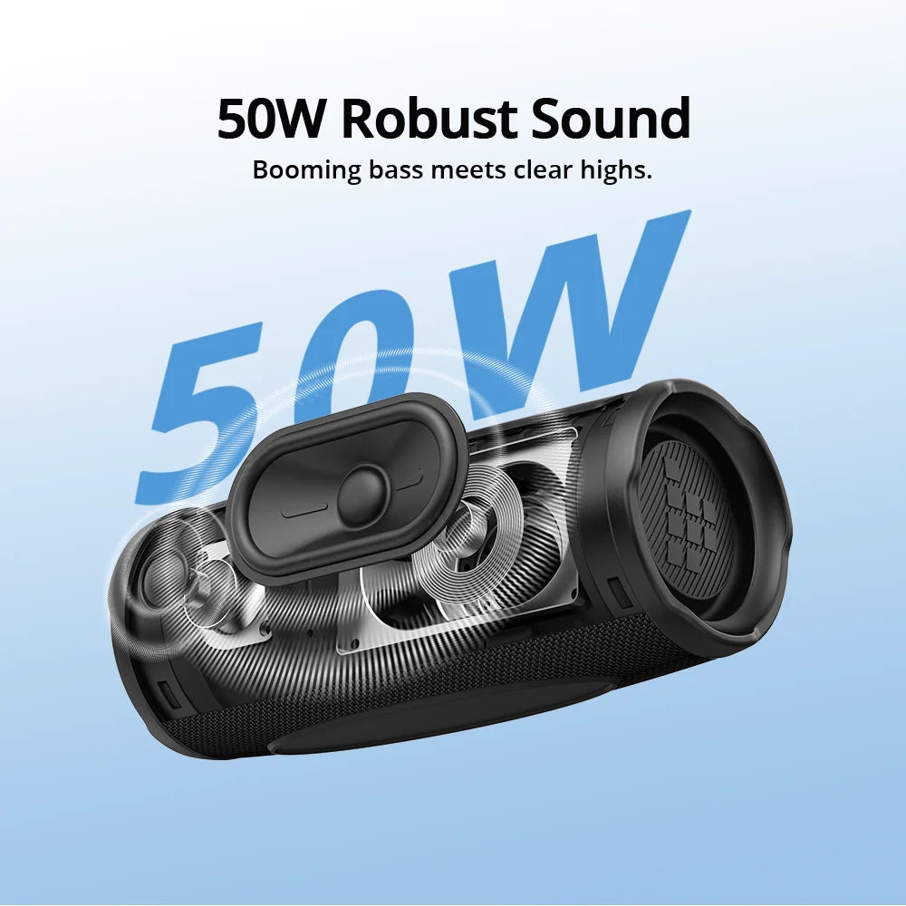 Tronsmart Mirtune C3 Plus Bluetooth Speaker 50W Portable Speaker Upgrared Version with BT6, Auracast™ Sync, IPX7 Waterproof, 2026 Camping Gear