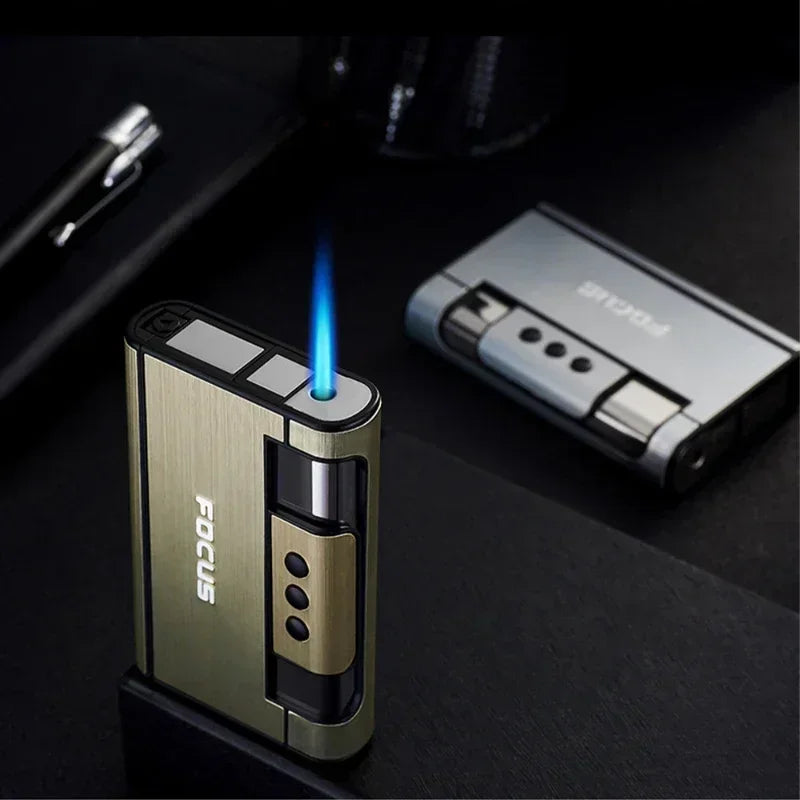 2 in 1 Automatic Cigarette Case with Lighter Metal Portable Moisture Proof Inflatable Lighter Smoking Accessories 8 20 Pieces