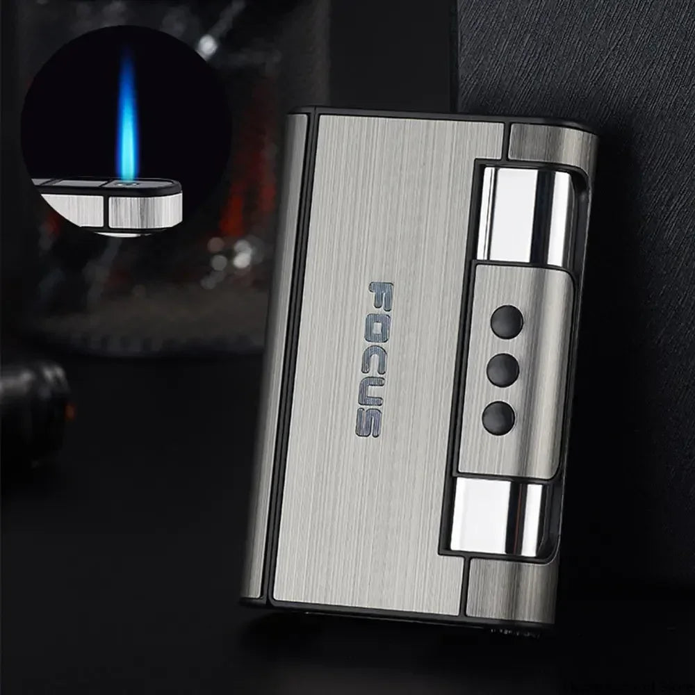 2 in 1 Automatic Cigarette Case with Lighter Metal Portable Moisture Proof Inflatable Lighter Smoking Accessories 8 20 Pieces