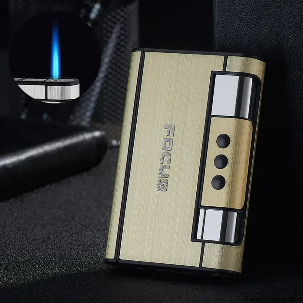2 in 1 Automatic Cigarette Case with Lighter Metal Portable Moisture Proof Inflatable Lighter Smoking Accessories 8 20 Pieces