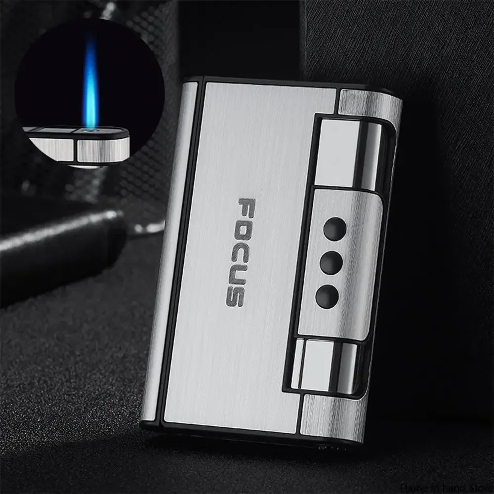 2 in 1 Automatic Cigarette Case with Lighter Metal Portable Moisture Proof Inflatable Lighter Smoking Accessories 8 20 Pieces