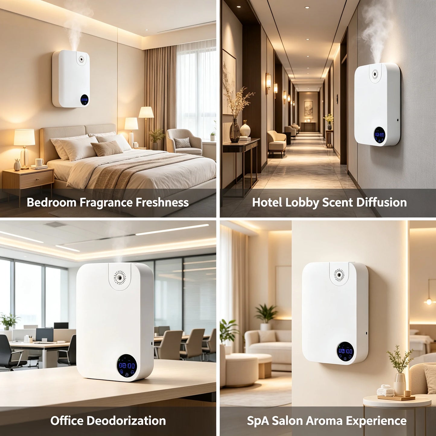 Essential Oil Diffuser with Smart Timer, 12W Quiet Aroma Machine for Home Office Hotel, Cold Air Diffusion Technology, 180ml Capacity for 200-300m³ Coverage, White